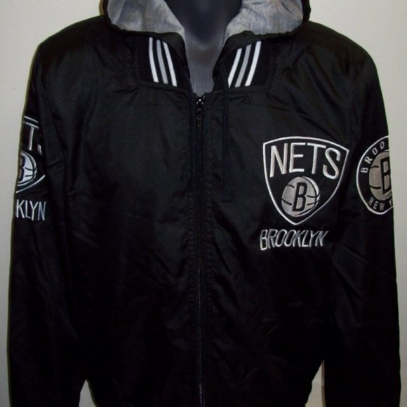 BROOKLYN NETS Rip Stop Full Zip Nylon Jacket M L X - Picture 2 of 8